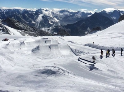 The snowpark at Hintertux, in the Austrian Tirol