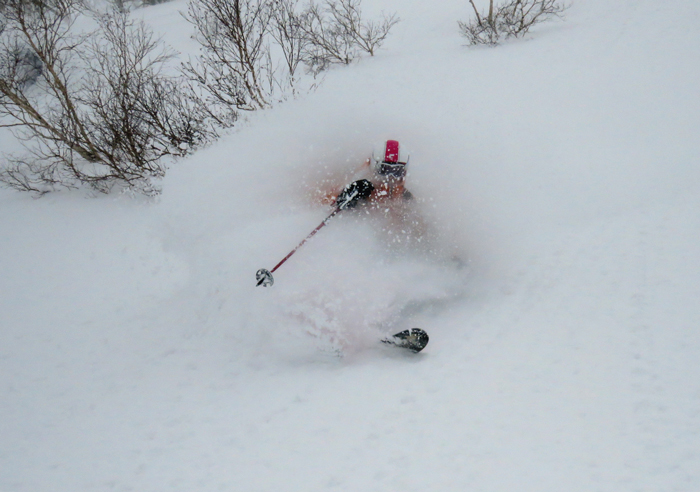 Getting in deep out cat skiing with Hokkaido Backcountry Club. All zips were definitely done up!