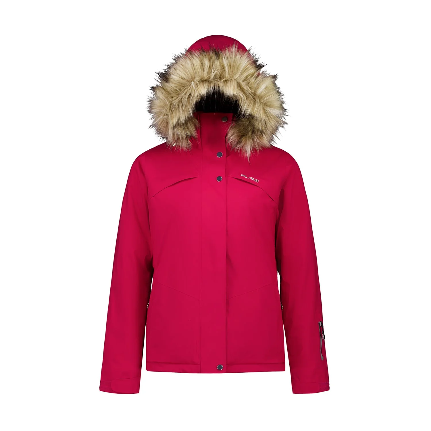 Pure Snow 30K Chamonix Women's  Insulated Jacket Faux Fur- Cherryripe