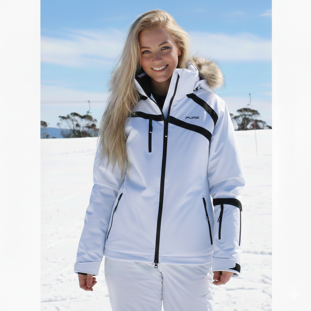 SAMPLE Pure Snow 30K Megeve Women's Insulated Jacket Faux Fur- White
