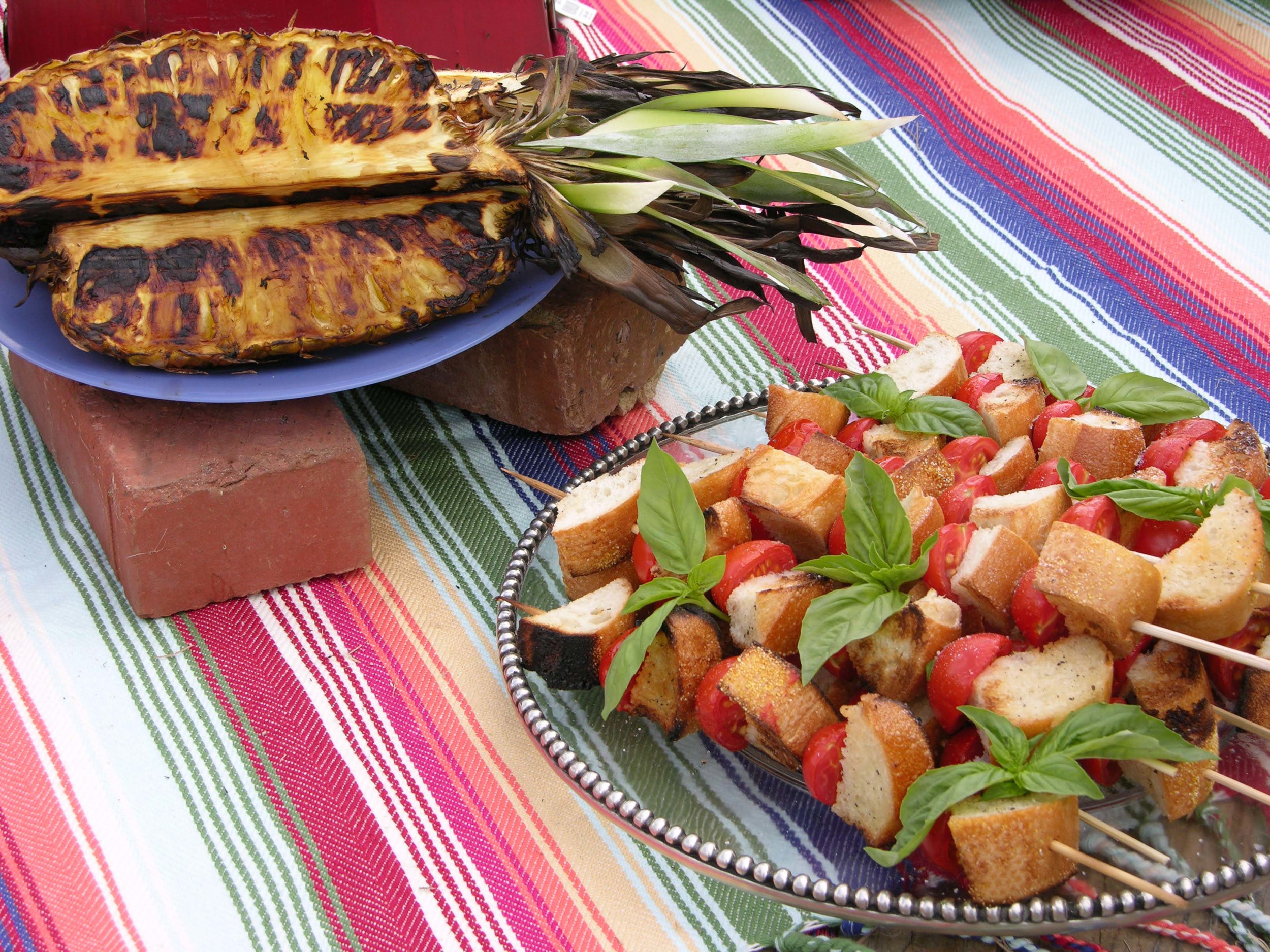 Grilled Pineapple and Grilled Caprese Skewers