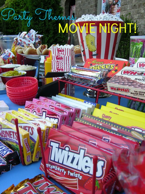 Plan an outdoor movie night party complete with snack bar