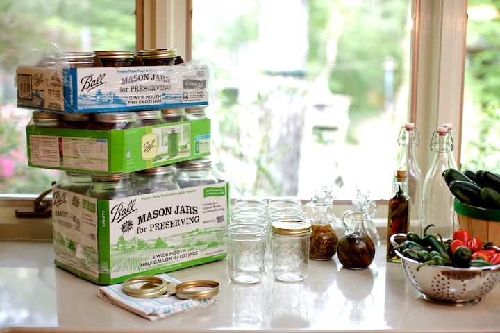 Canning jars are the centerpiece of the party.