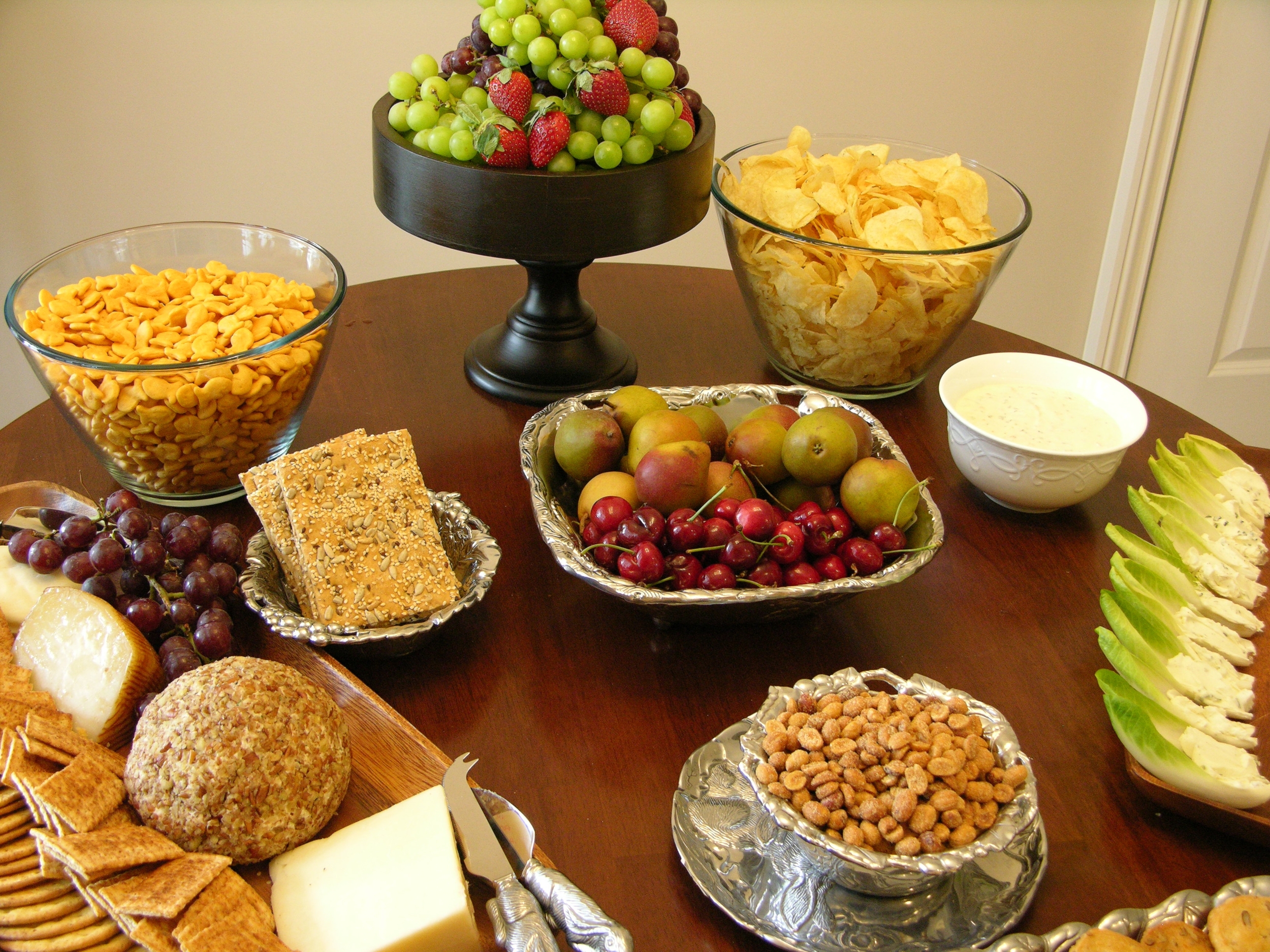 fresh fruit and healthy options for a super bowl party