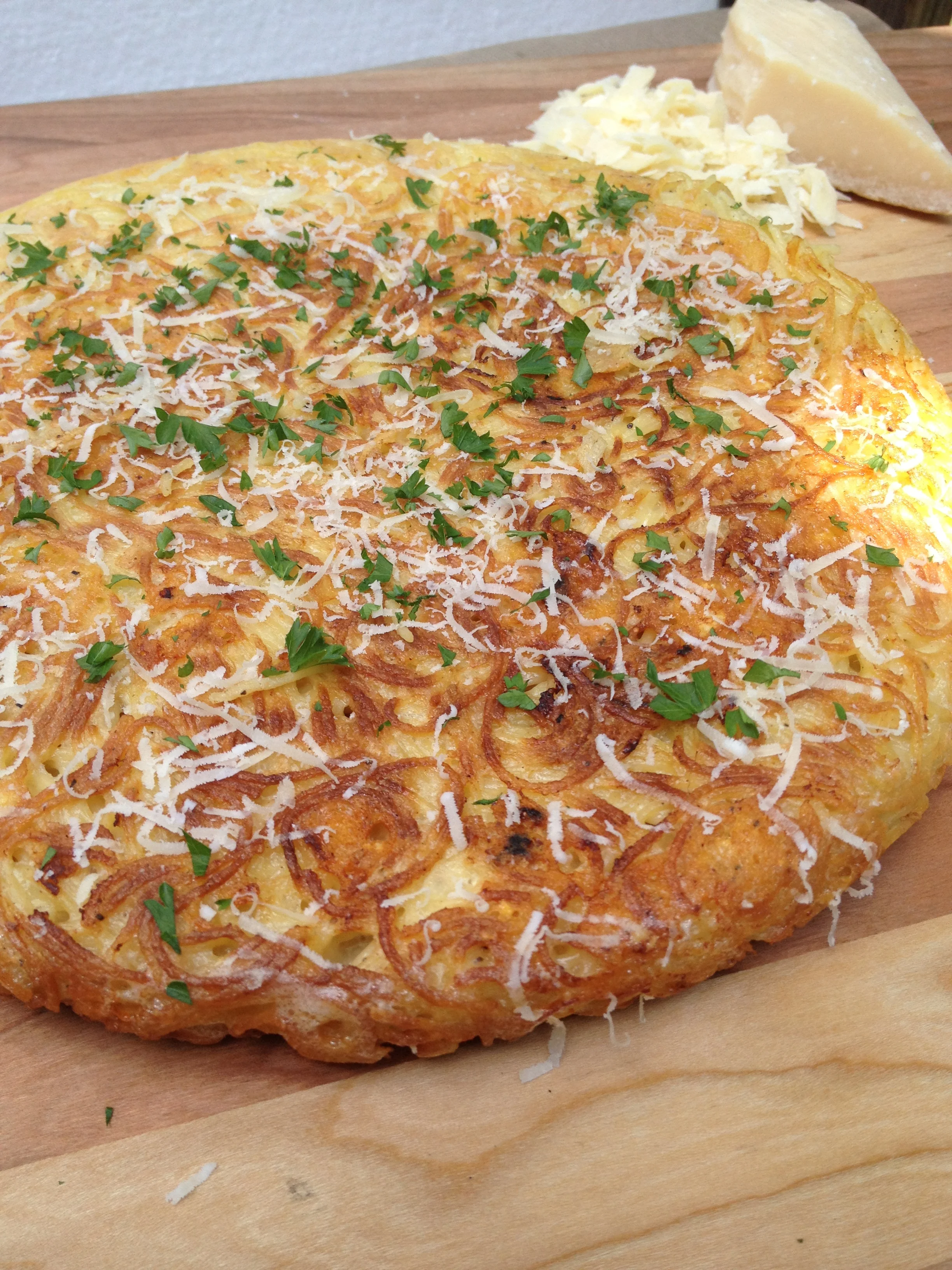 RECIPE PARMESAN CHEESE SKILLET SPAGHETTI CAKE — Martie Duncan