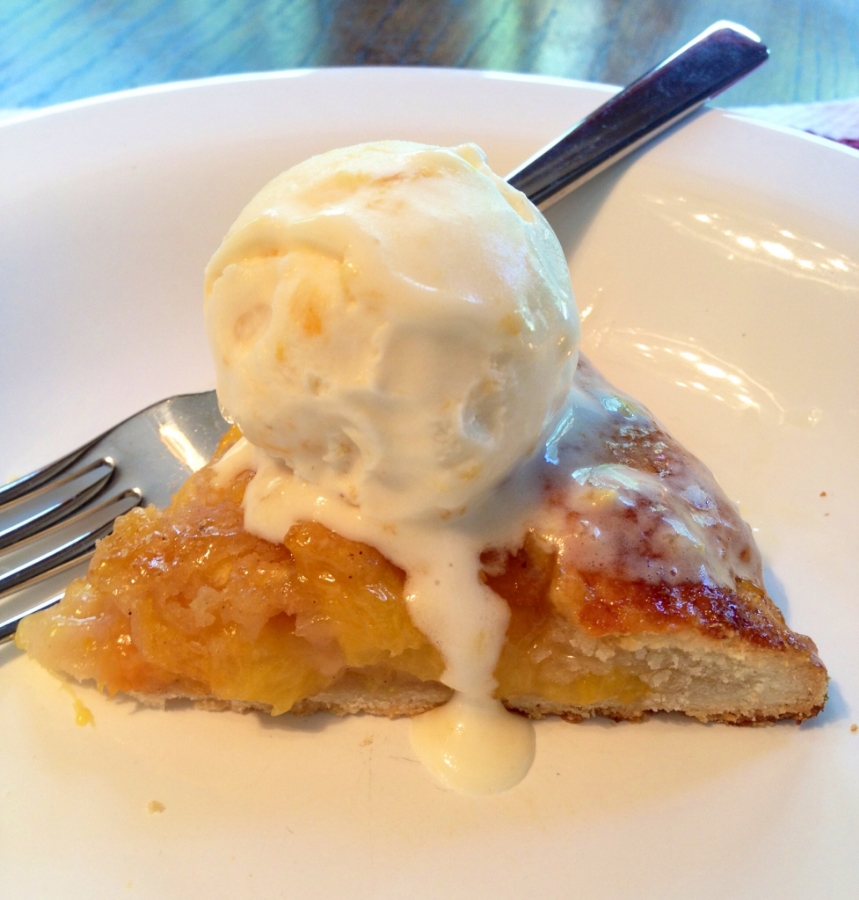 Double Peach pie and homemade peach ice cream