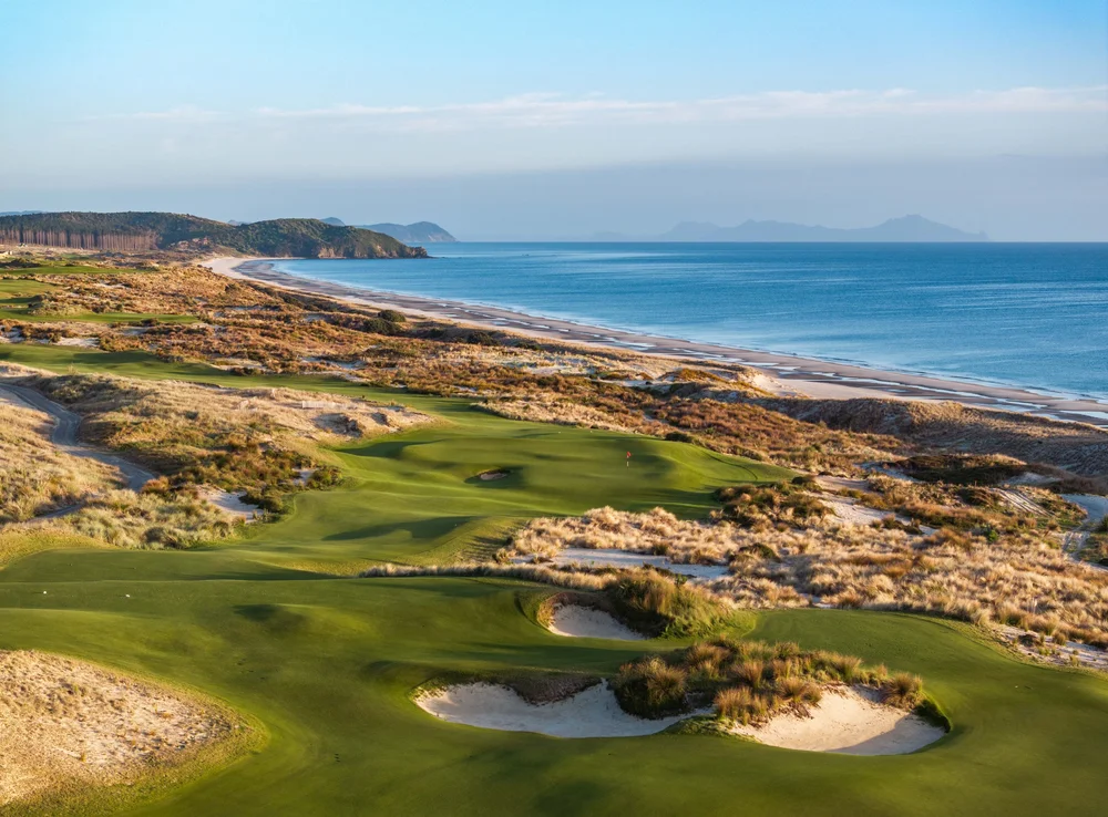 A links hole in the dunes at Te Arai, an hour north of the lodge