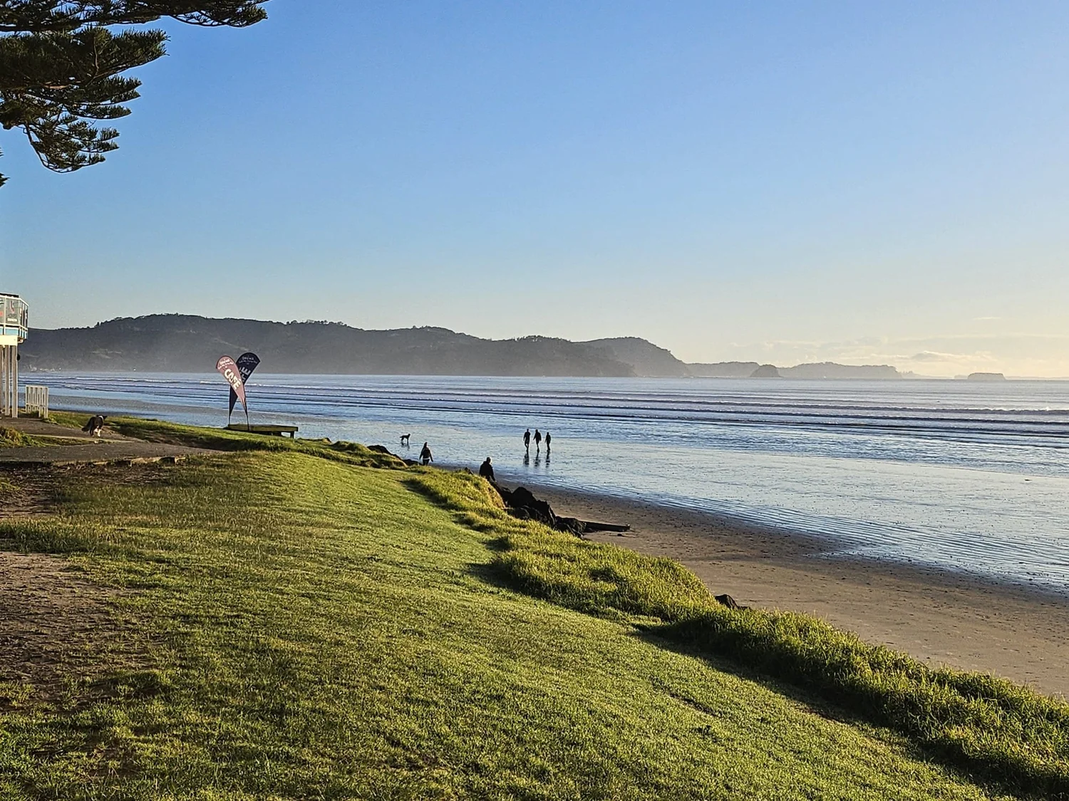 Orewa Beach at low tide in the early morning
