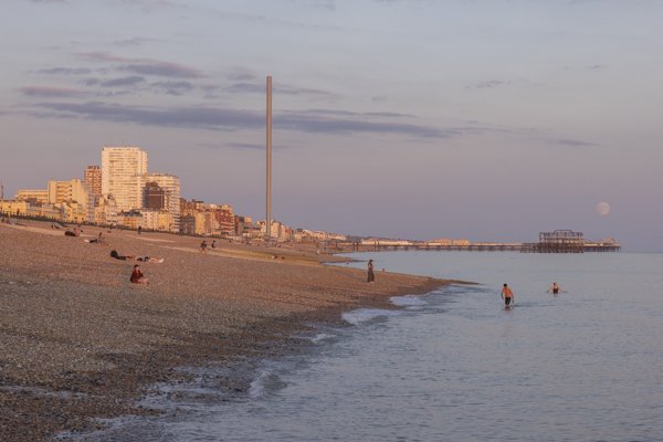 Brighton Beach coastal photography at dusk