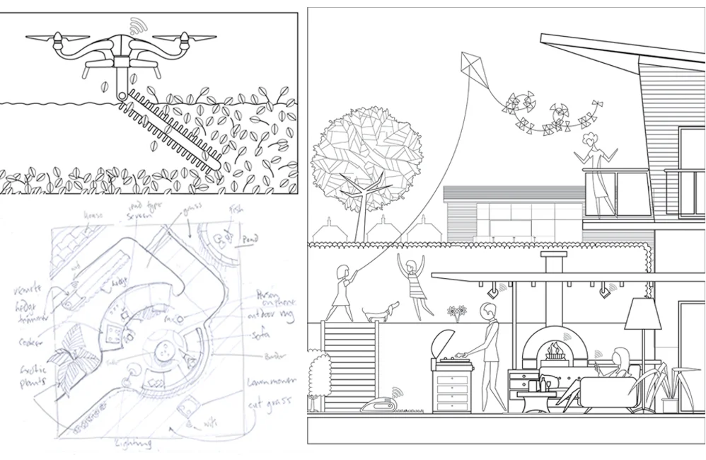 roughs that were sent through to the client including an overhead view idea