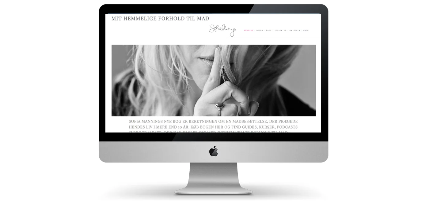 Webdesign, webshop, forum og blog til Sofia Manning