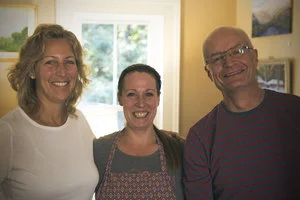 (Left to right) Miriam Habert–Jaques, (Nicks wife), Kim Eckhardt (the Inn Keeper), and Nick.