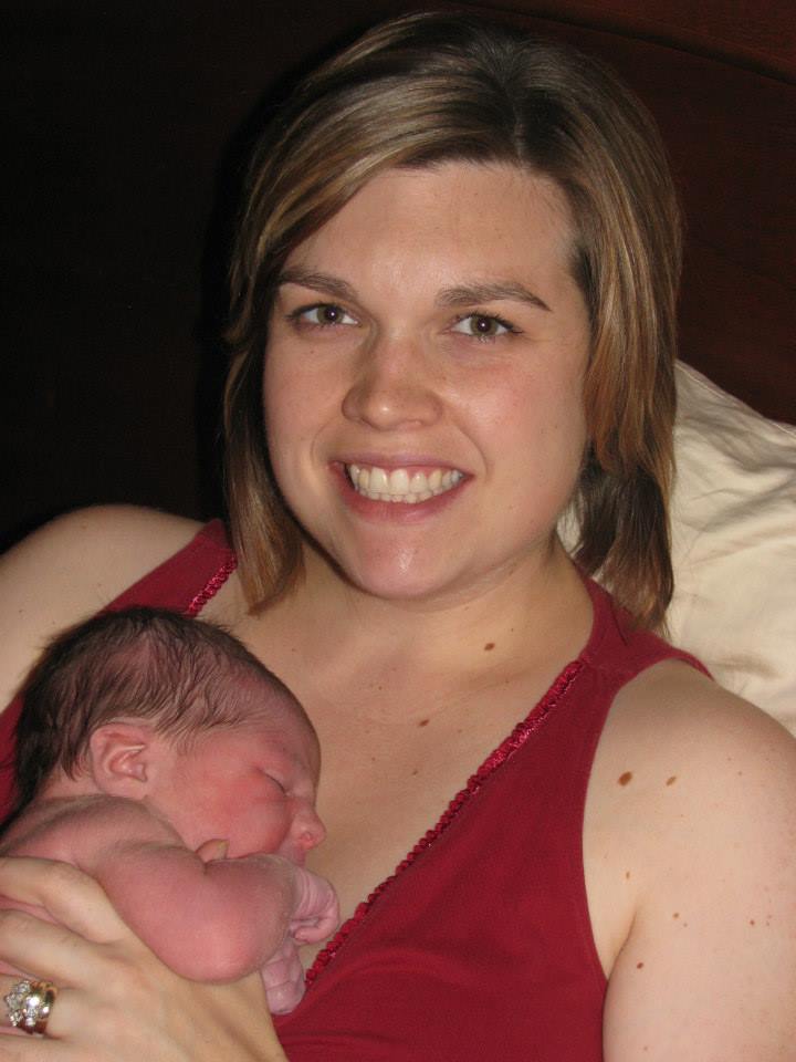 Home birth client and her newborn