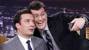 Jimmy Fallon selfie with Stephen Colbert. 