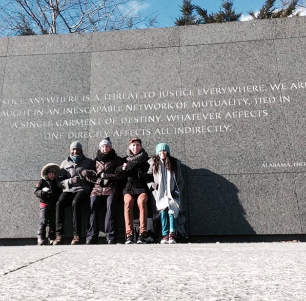 Some of the company (and Ana Maria's son) at the Memorial for Martin Luther King, Jr. in Washington, DC