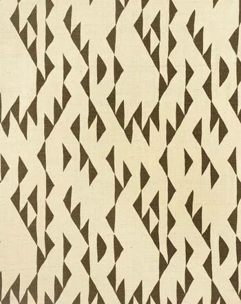 KUTNER I COLOR #18 Rich brown objects resembling a Delaunay design. Printed on 100% silk, Matka.