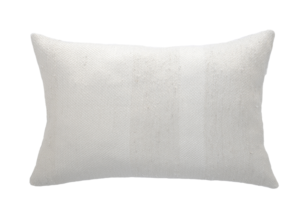 RAW SILK PILLOW I IVORY WITH NATURAL STRIPE