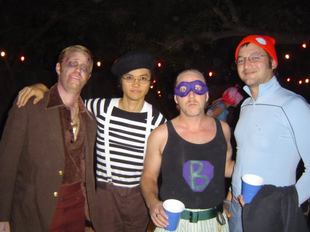 That's me, third from left, as a superhero I invented called Bladderman.