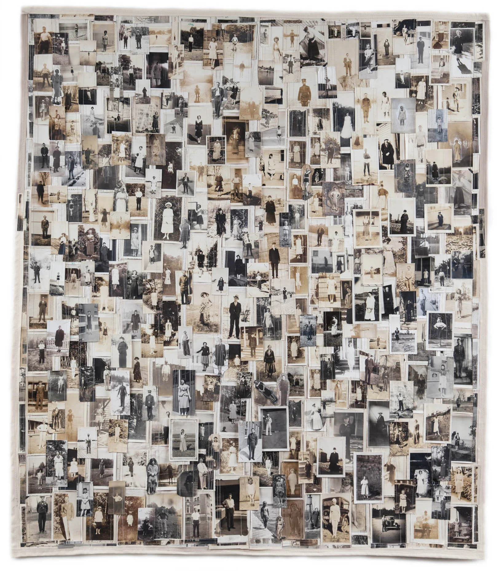 0
0
0
"SOLO POSE" MEDIUM: Approximately 400 Found Photographs, canvas, thread, pencil, watercolor & ink. SIZE: 48 ” (h) x 42 ” (w) DATE: 2014