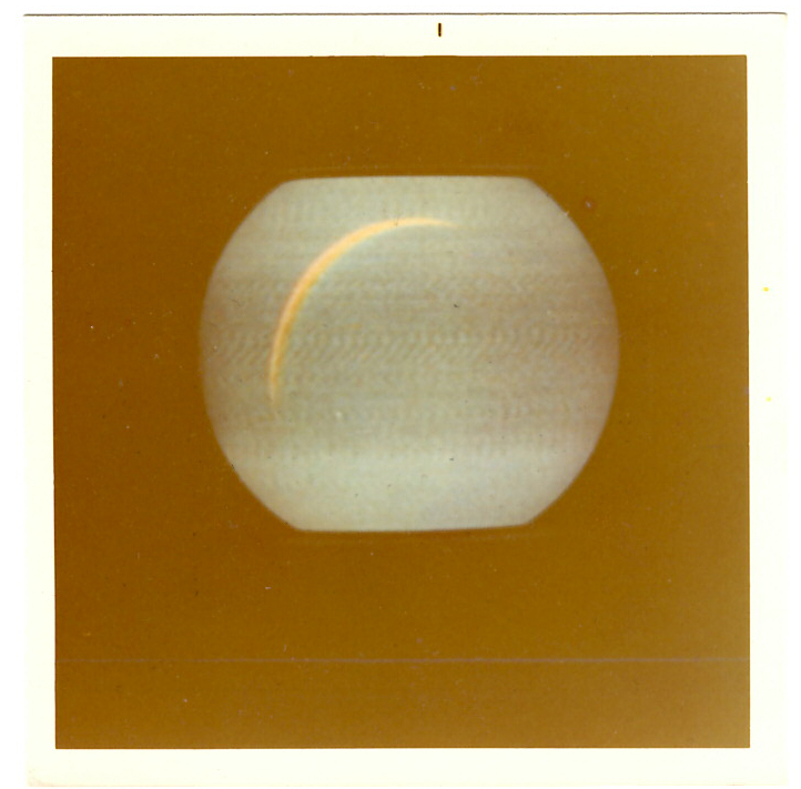 FOUND PHOTO: ECLIPSE ON TV Color snapshot, 3.5" x 3.5" circa 1970