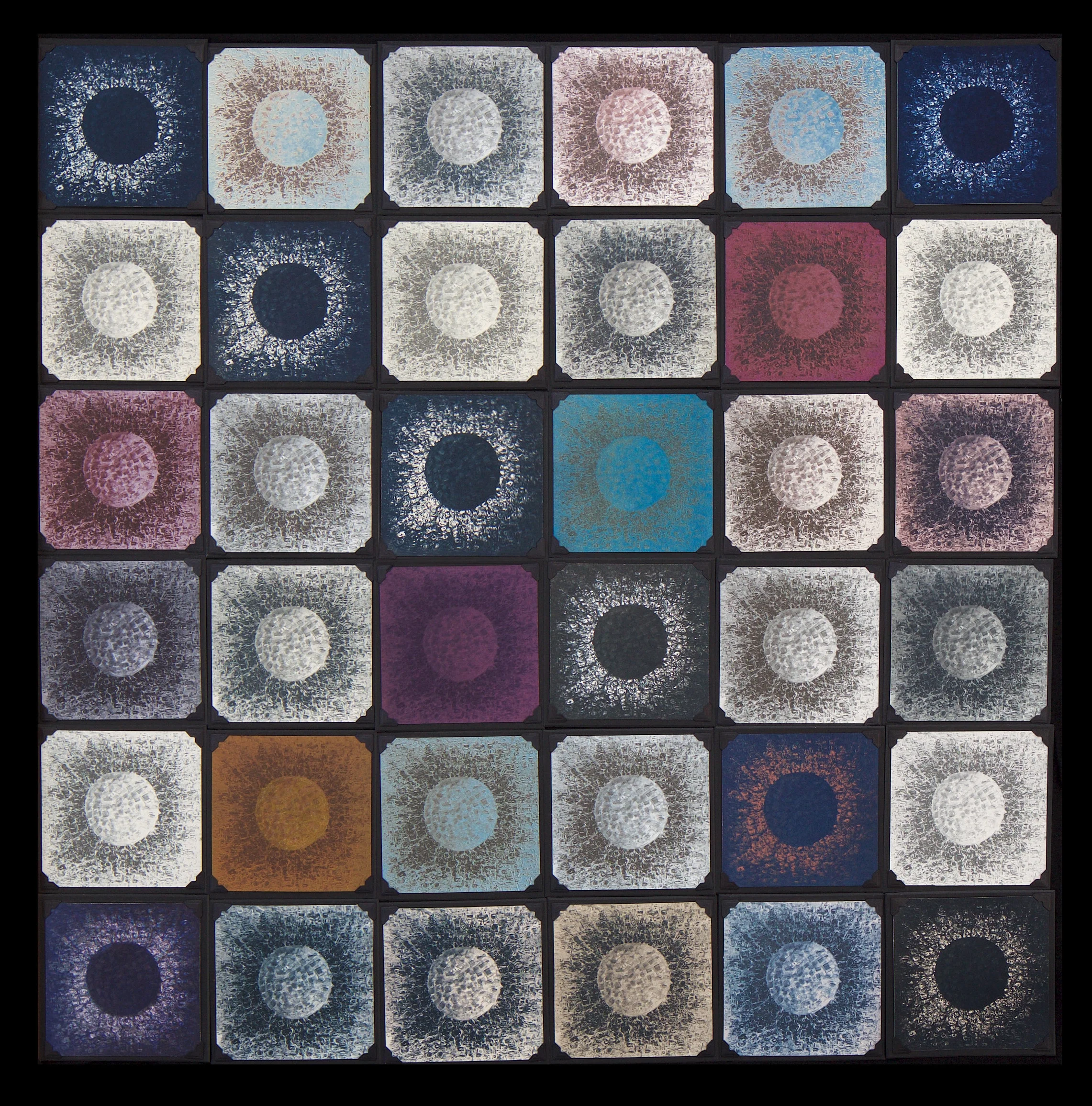 ALBUM SERIES: Eclipse: Sun & Moon Medium: Collection of 42 unique ziatypes, cyanotypes and gum bichromate prints. Size: 30-3/4” square Date: 2017