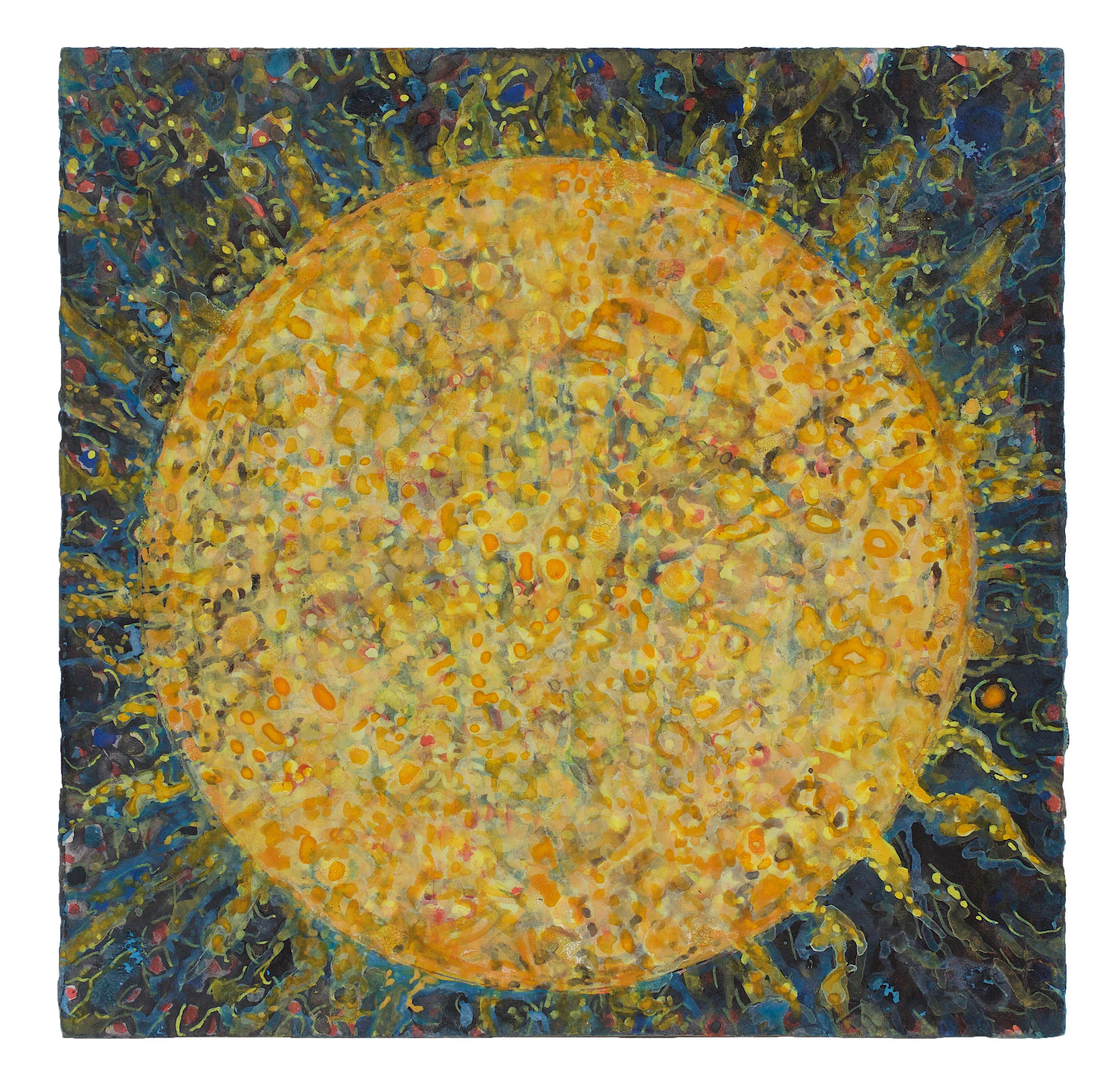 SUN: 22 MEDIUM : Gouache & Watercolor painting on rag paper. SIZE: 8” x 8” DATE: 2014