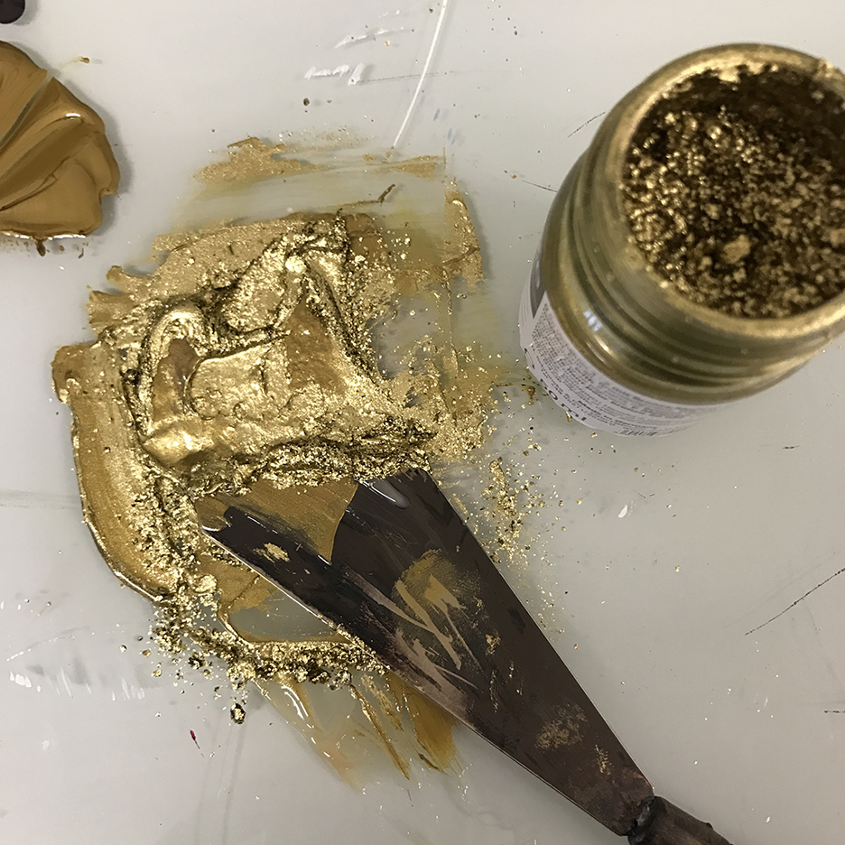 adding shimmer to gold ink