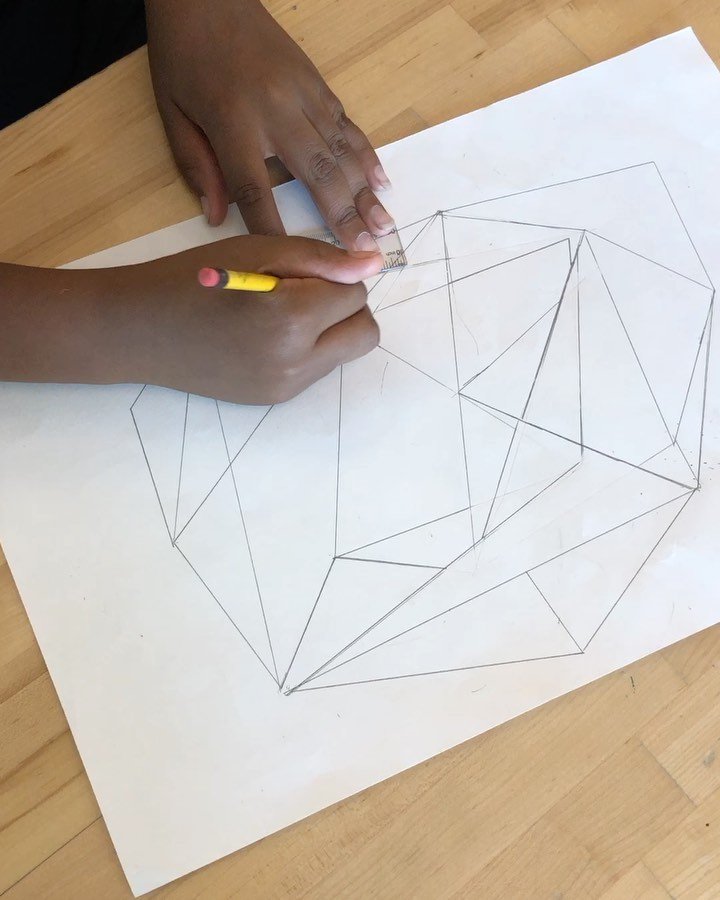 #7thgrade working on geometric designs using #primarycolors