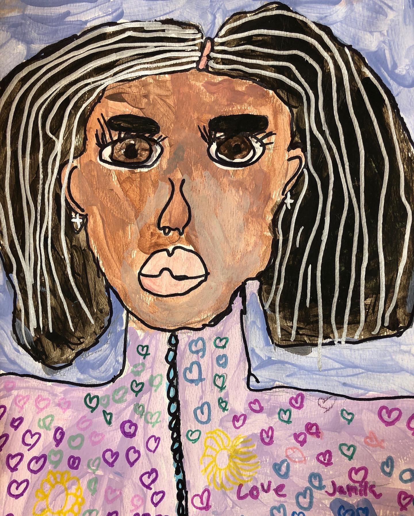#4thGrade artists created #selfportraits inspired by #chicago #folkartist #LeeGodie