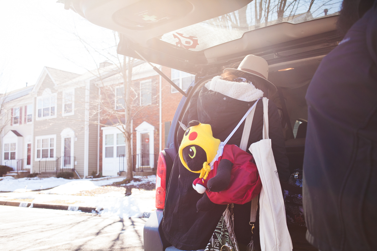 Loading the car to head to the convention center. 