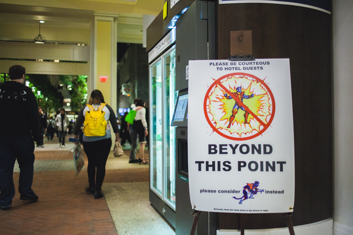 Even though the center was mainly filled with MagFest goers there were still some people who were just staying there. Signs like these were posted throughout the hotel. 