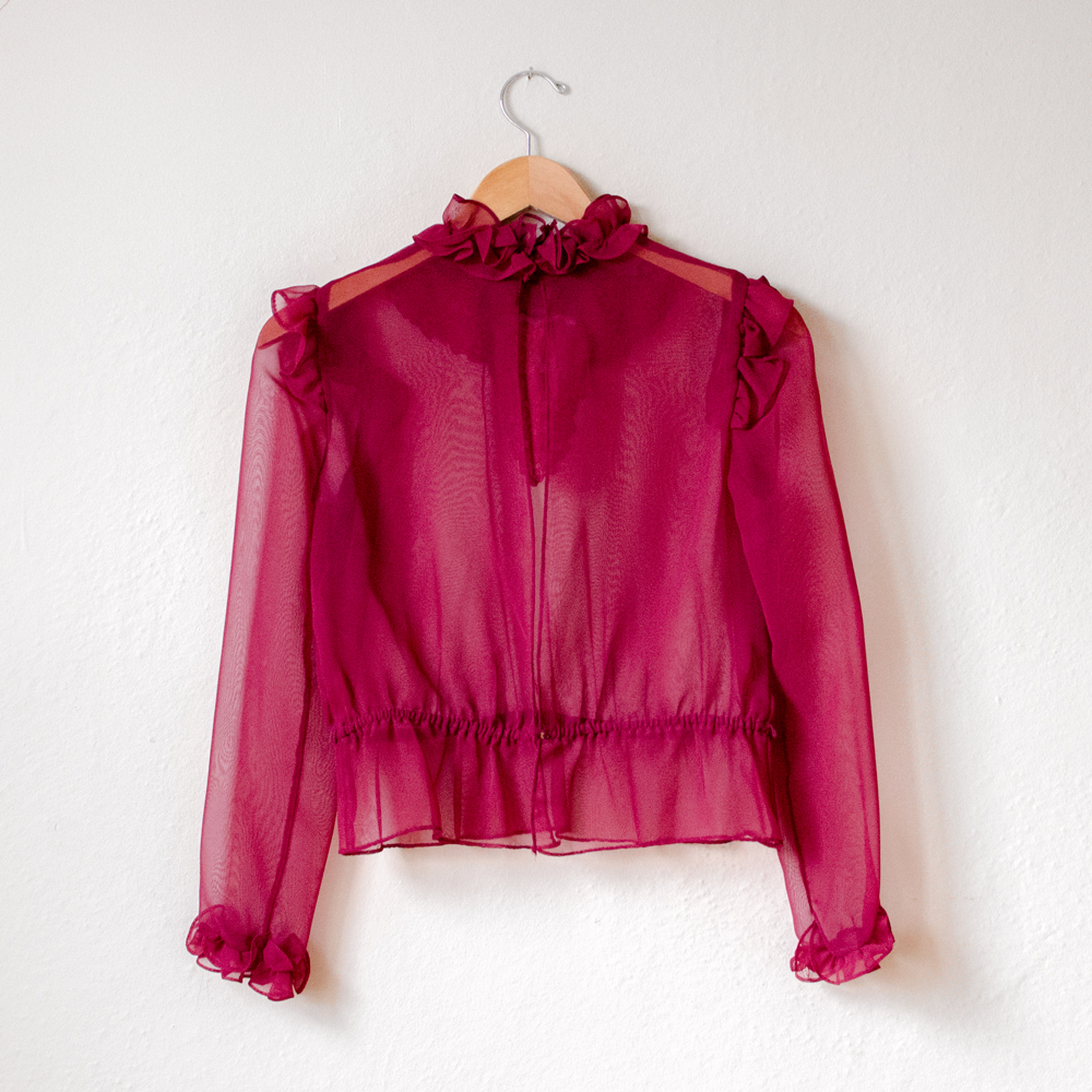 burgundy sheer blouse