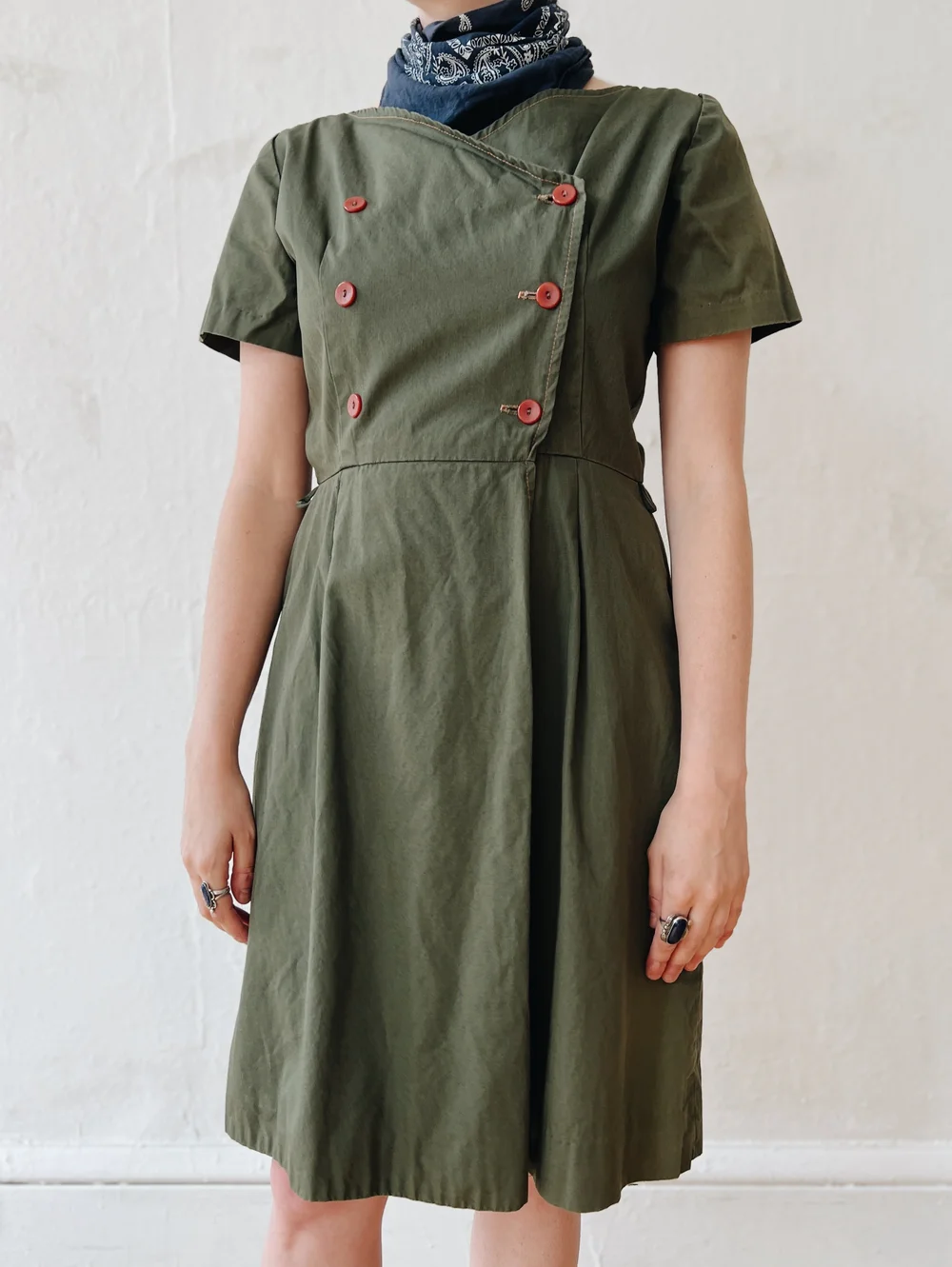 lime green skater dress 1950s Dark Green Cap Sleeves Swing Dress – Dreamdressy main image 1