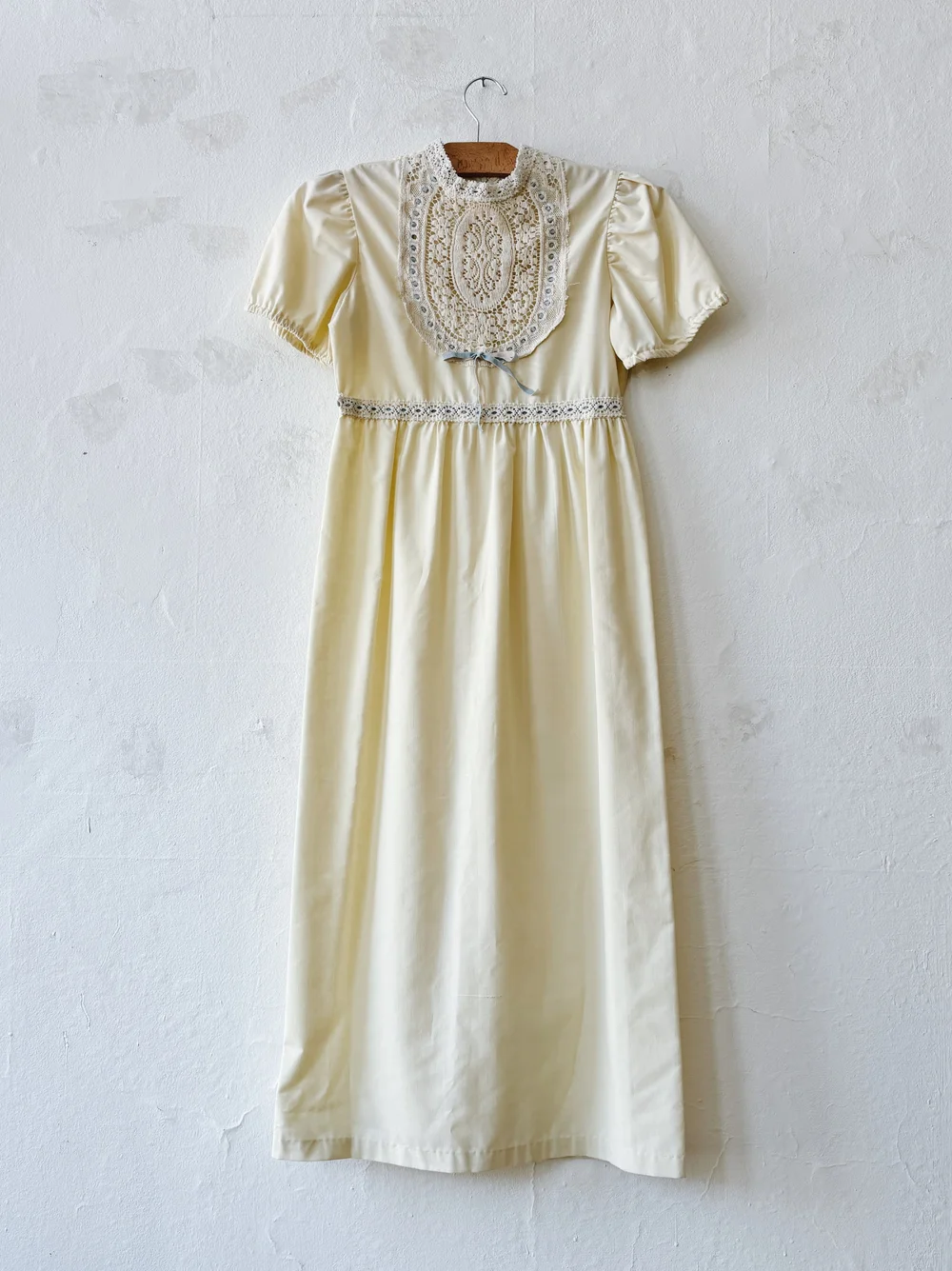 Vintage 1960s Pale Yellow Dolly Dress with Lace Overlay  MOTH ODDITIES