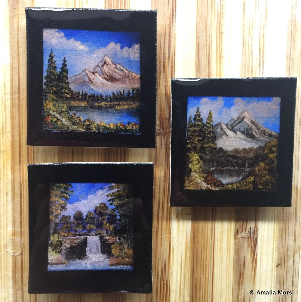 Tiny Bob Ross Painting Magnets