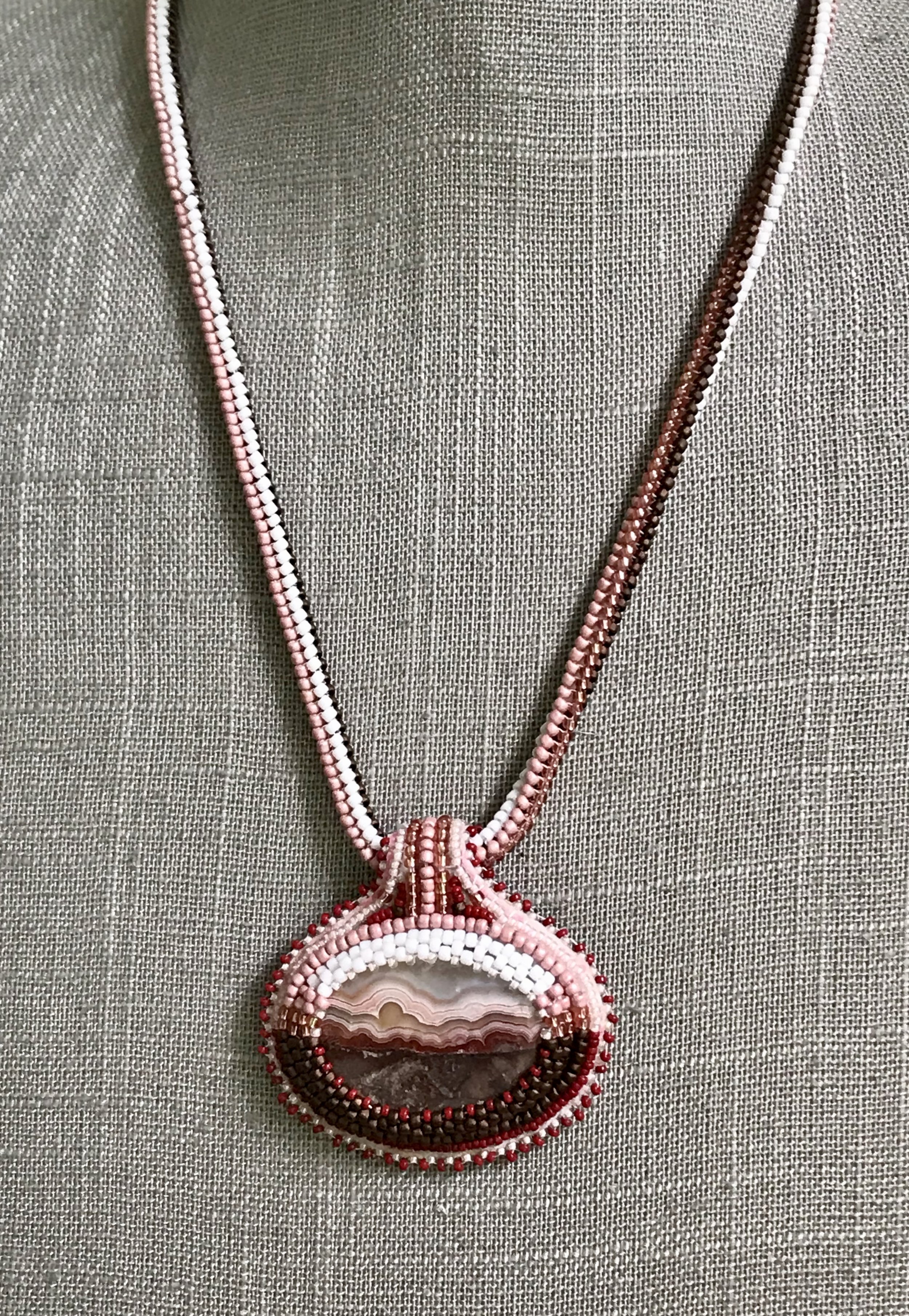 Sunset Arizona (beaded pendant with handmade pouch)