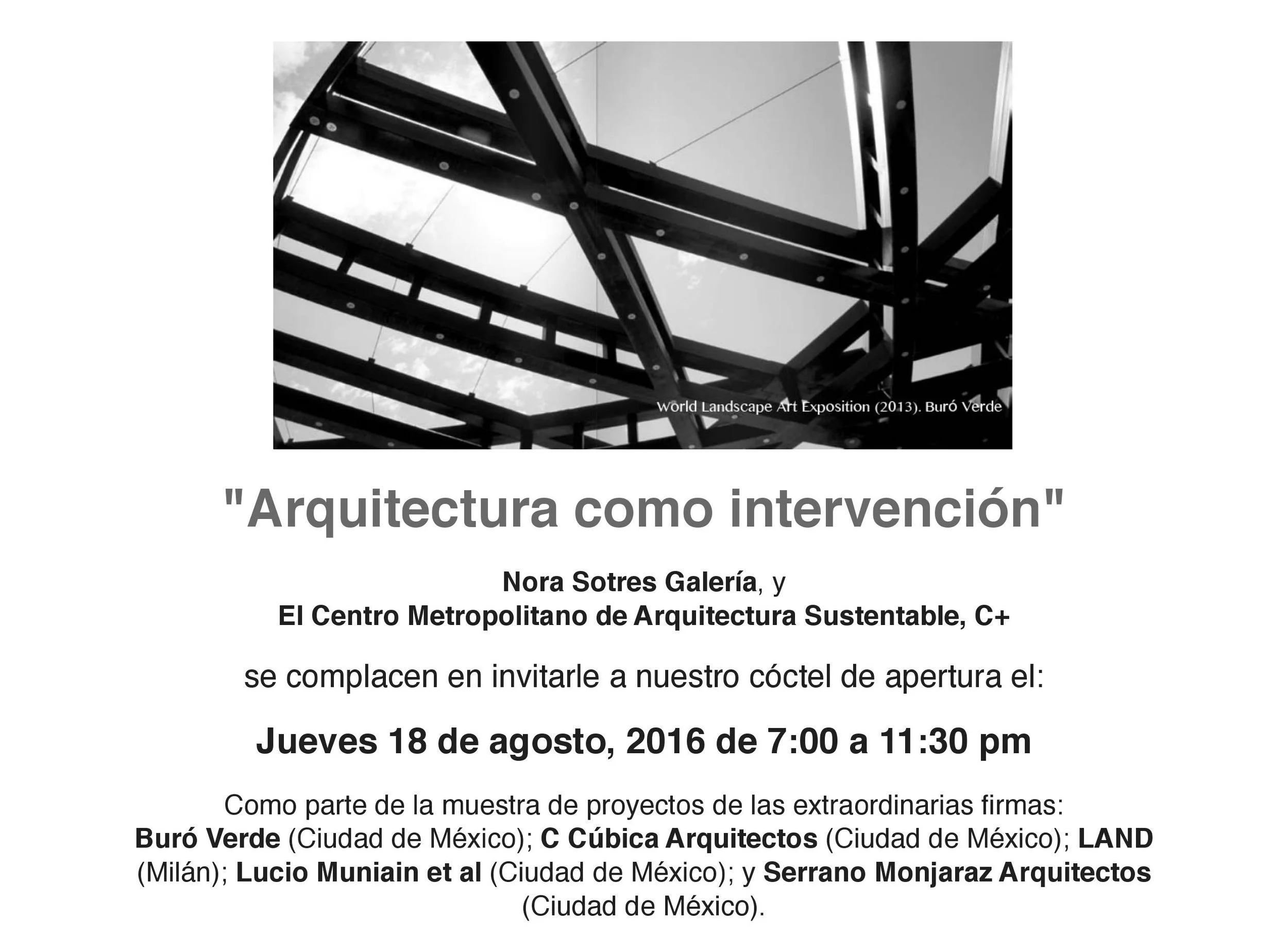 Invitación al cóctel de apertura. Nora Sotres Galería.