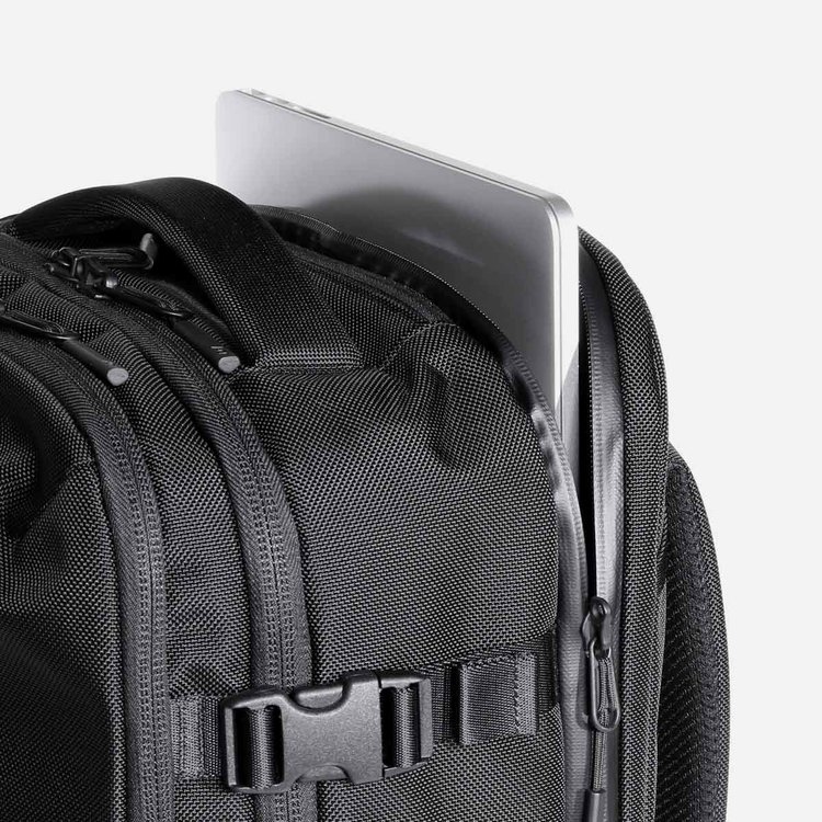 Quick access, suspended laptop pocket and YKK® AquaGuard® zippers.
