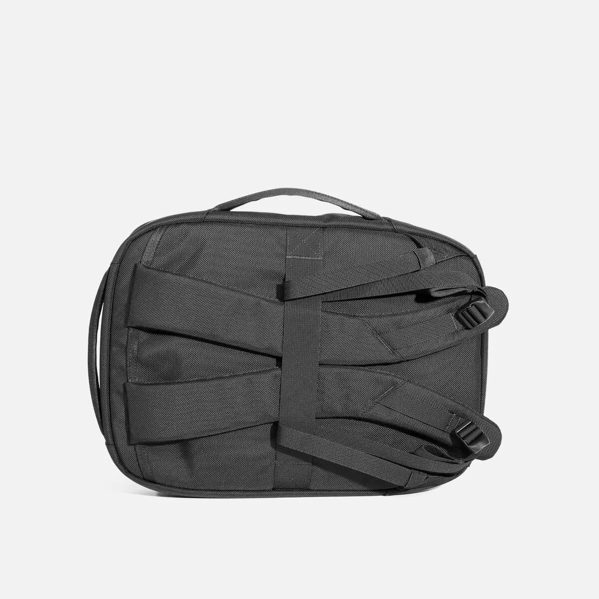 Stow-away shoulder straps for brief carry mode.