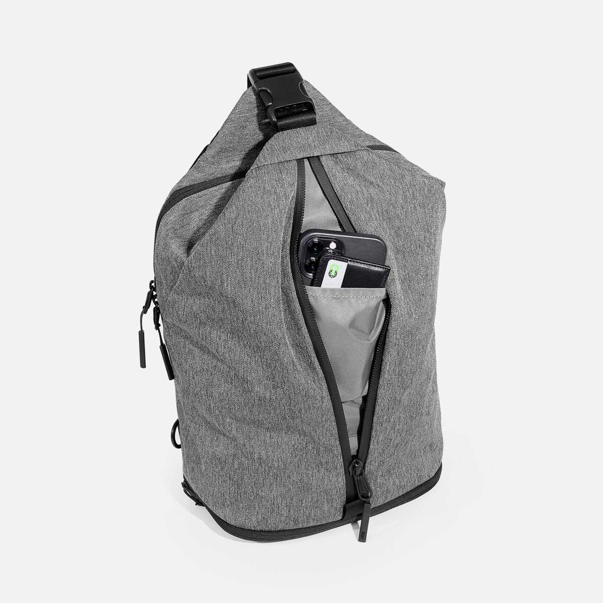 Quick-access front pocket for small items.