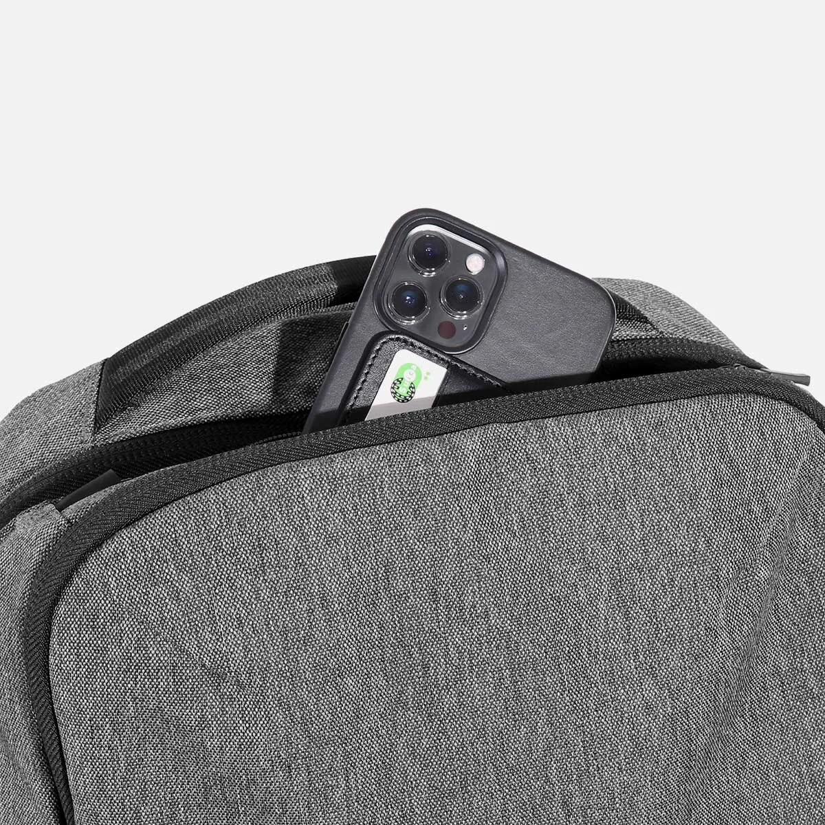 Quick-access top pocket with soft lining.