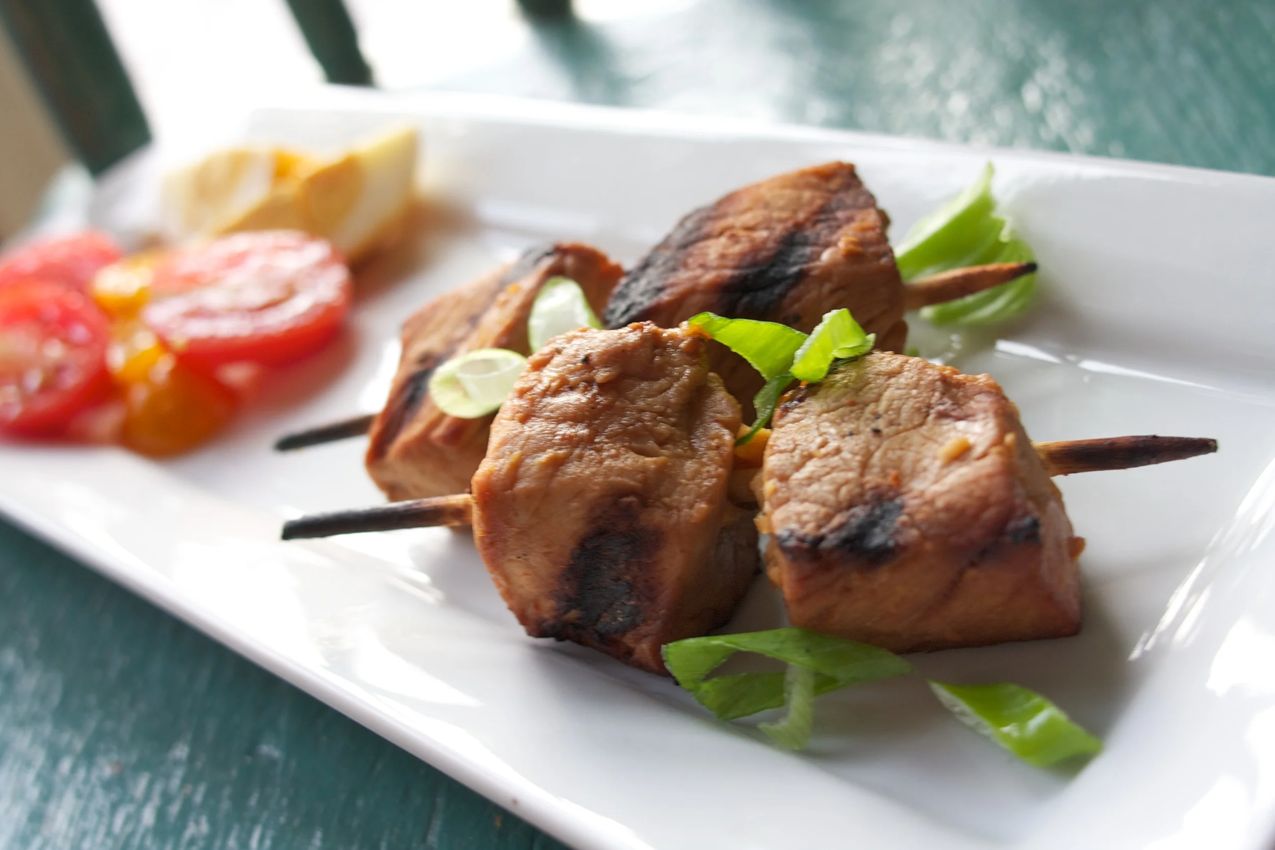 BBQ pork skewer. Photo by Phil Tuttle.