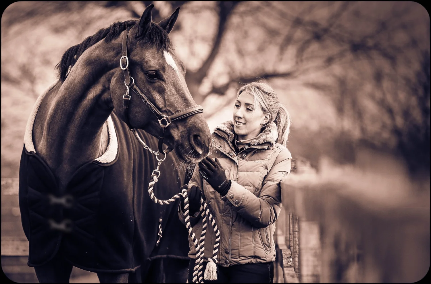 Nicolle Begovic with Foxy on location at Stables Combridge Farm, Combridge Uttoxeter Staffordshire ST14 5BL 21st January 2014 - IMAGES ARE NOT FOR PUBLICTION OR TO BE COPIED OR PRINTED WITHOUT CONS...