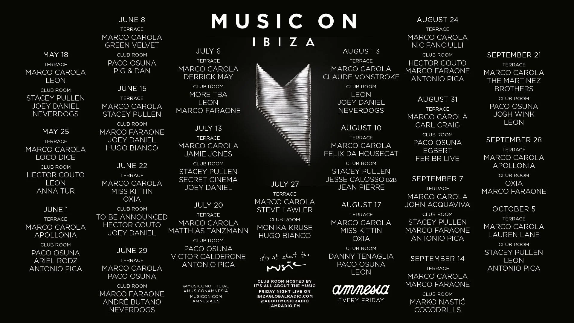 Tickets available at www.amnesia.es 