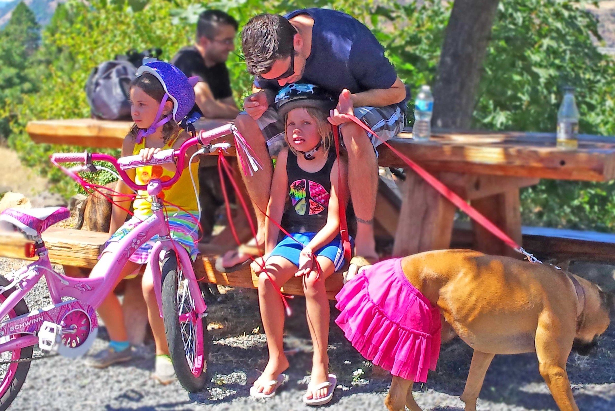 Possibly the cutest - and definitely the pinkest- family in the parade.