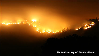 The view out our front window, August 2009 - Mosier Microwave Fire. Photo: Travis Hillman.