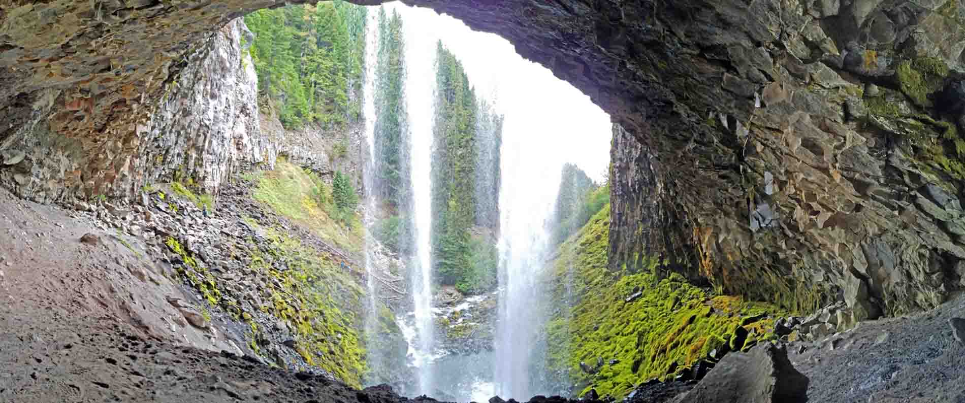 The view from behind the falls. Photo: (c) Barb Ayers, DogDiary.org