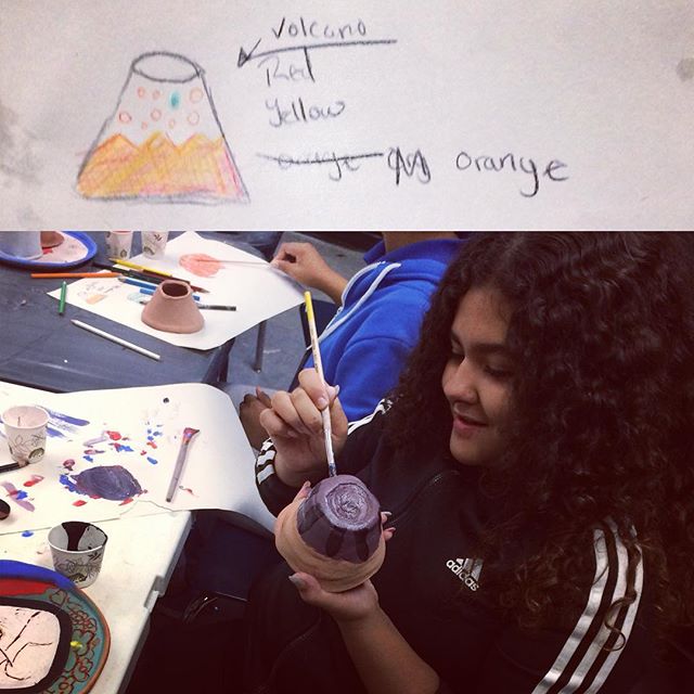 How to paint a volcano...#potteryoutreach #volcanoes #clay #bgcb Support our fundraiser on Kickstarter!