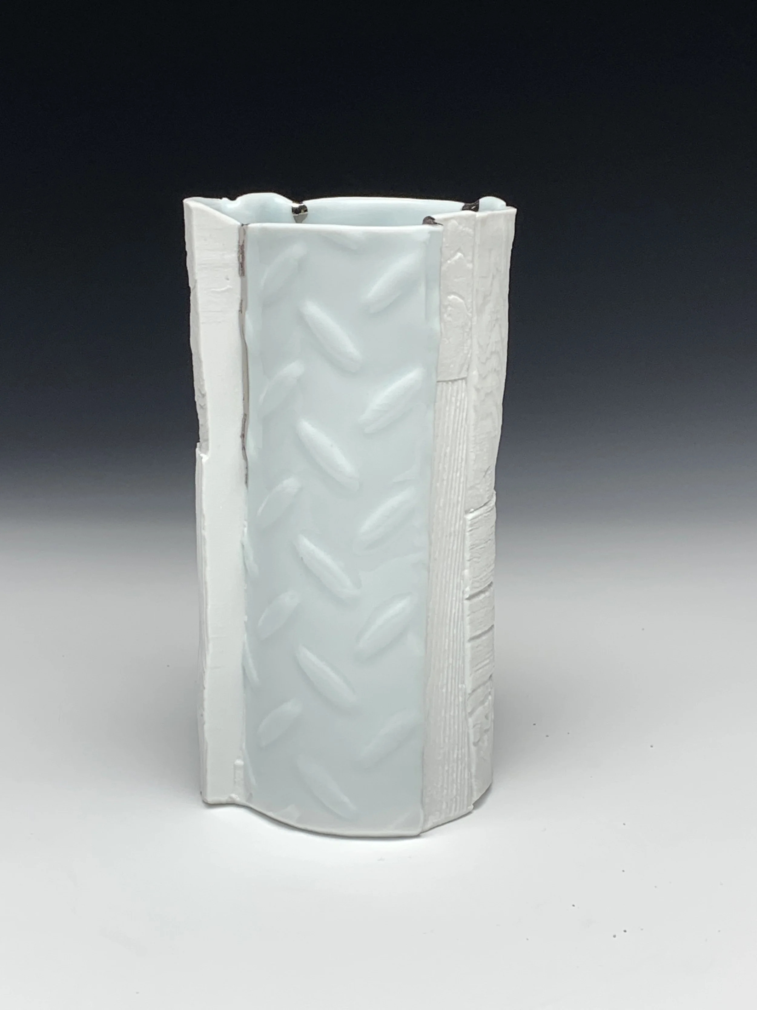 Bryan Hopkins, "Tall Cup", Porcelain, platinum luster, 6”x 3”x3”