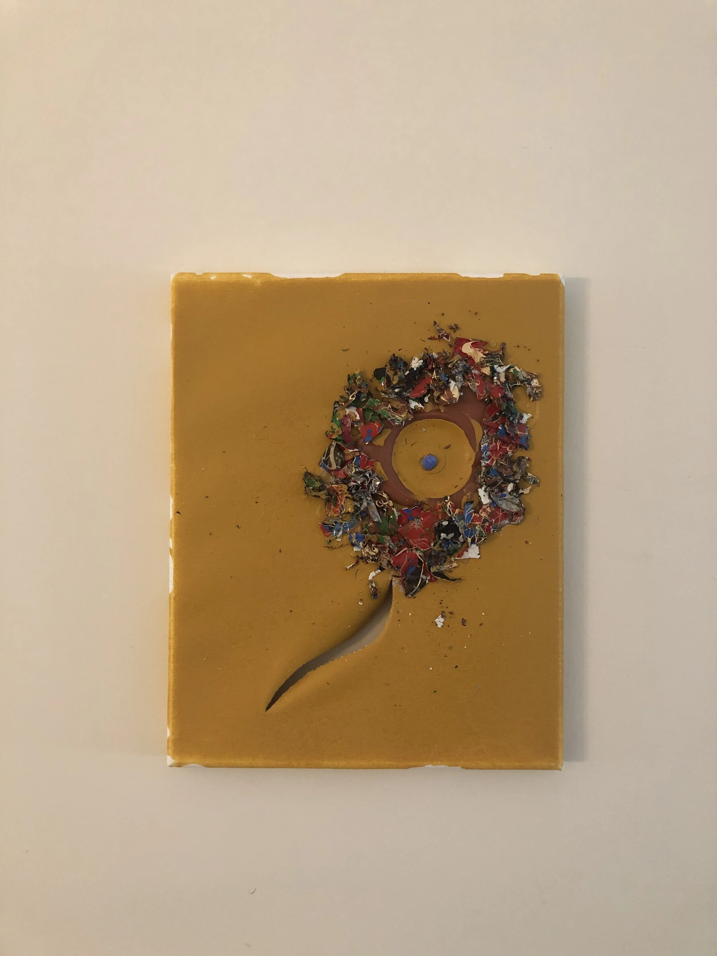 i used to be a groundskeeper (2019) - canvas, house paint, PartyLite candle, modpodge